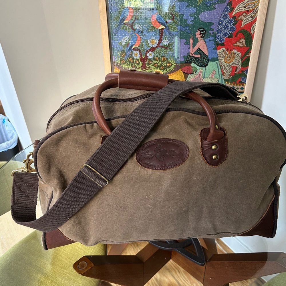 Frost River Tan Canvas Duffel Bag with Leather Accents